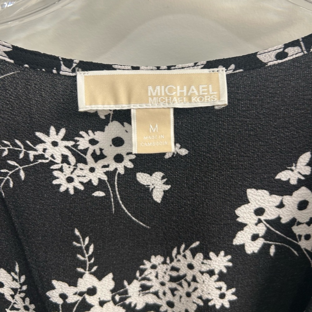 Michael Kors Black and White Floral Dress Sz M - Picture 4 of 6
